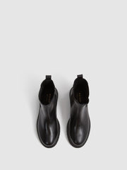 Reiss Flats | Thea Boots Leather Pull On Chelsea Boots Black - Women