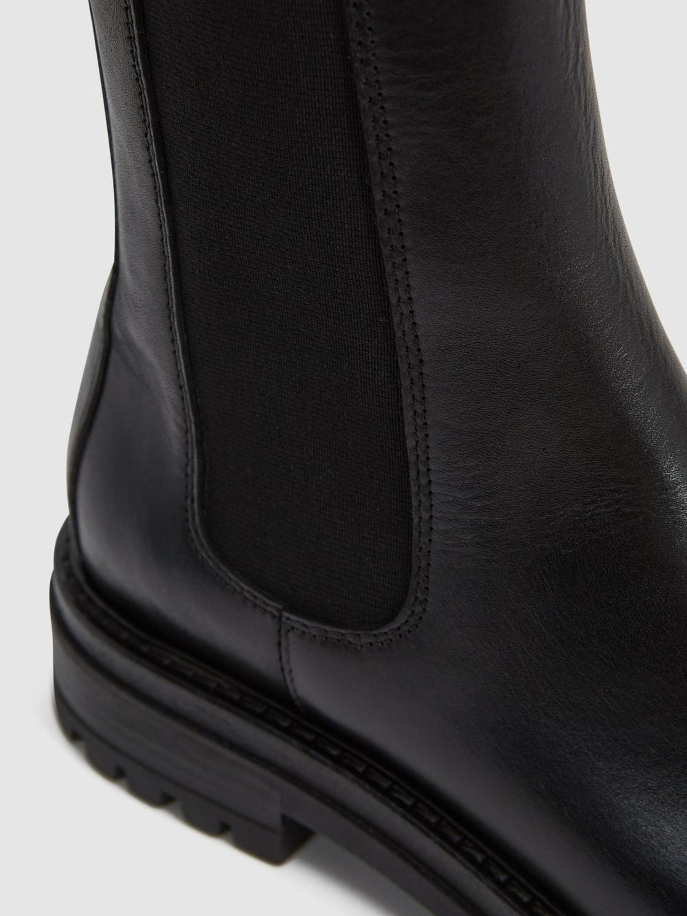 Reiss Flats | Thea Boots Leather Pull On Chelsea Boots Black - Women
