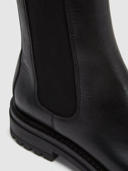 Reiss Flats | Thea Boots Leather Pull On Chelsea Boots Black - Women