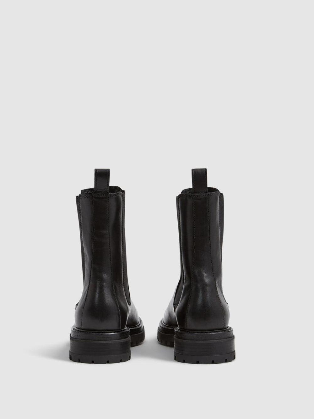 Reiss Flats | Thea Boots Leather Pull On Chelsea Boots Black - Women