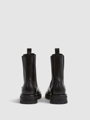 Reiss Flats | Thea Boots Leather Pull On Chelsea Boots Black - Women