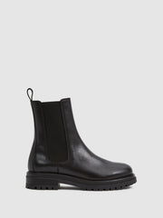 Reiss Flats | Thea Boots Leather Pull On Chelsea Boots Black - Women