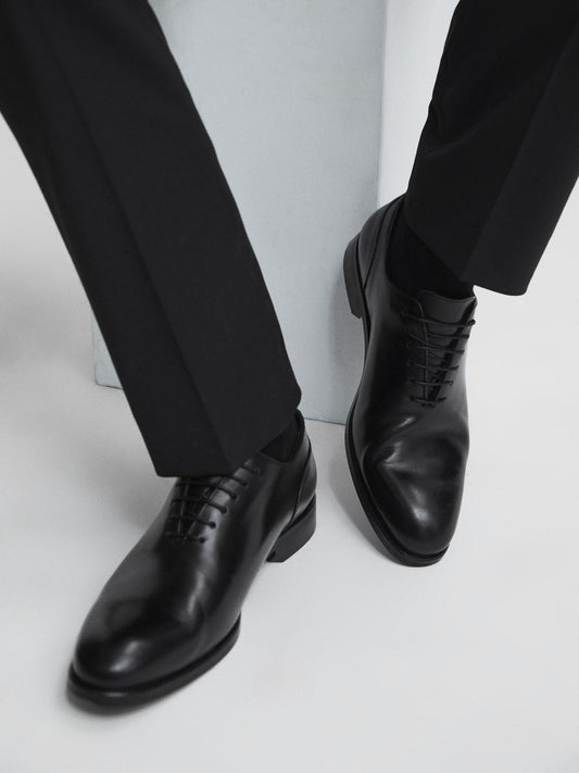 Reiss Formal Shoes | Bay Leather Whole Cut Shoes Black - Men