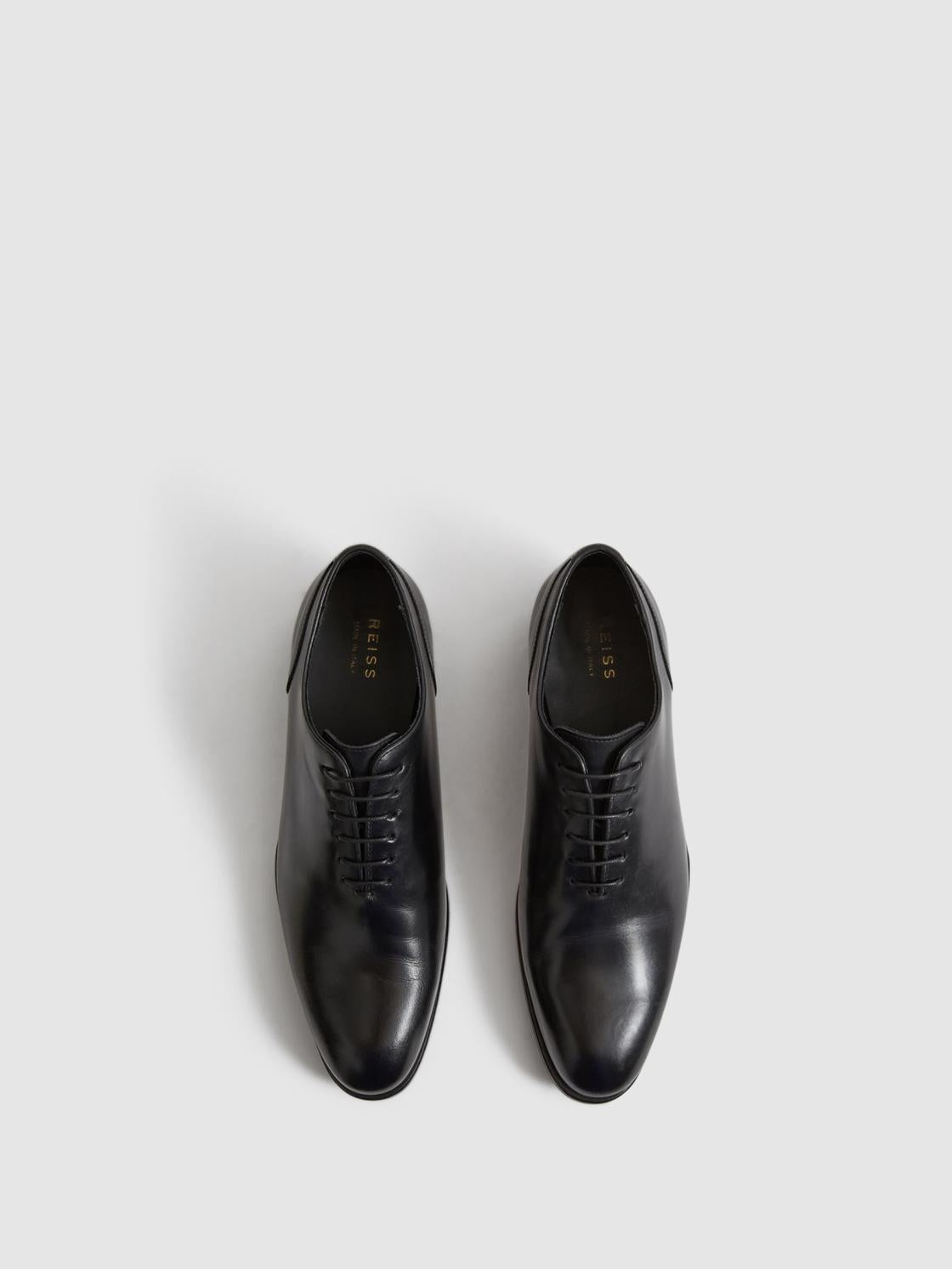 Reiss Formal Shoes | Bay Leather Whole Cut Shoes Black - Men