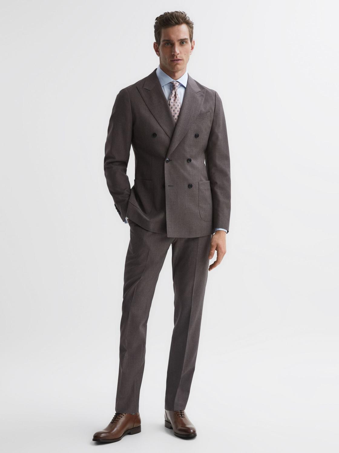 Reiss Formal Shoes | Bay Leather Whole Cut Shoes Dark Brown - Men