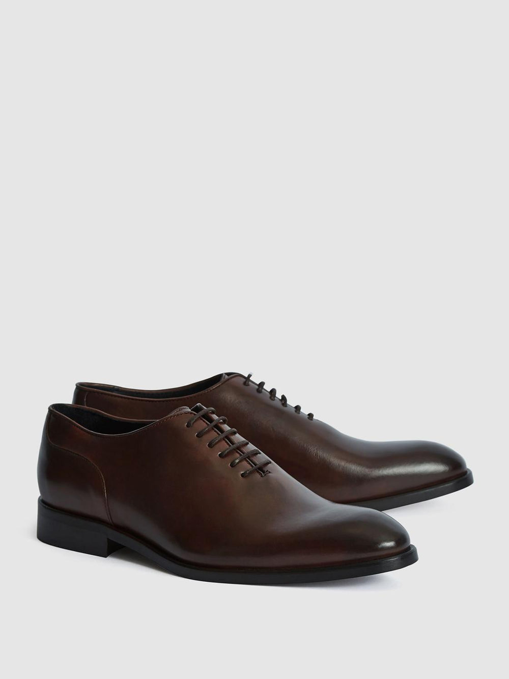 Reiss Formal Shoes | Bay Leather Whole Cut Shoes Dark Brown - Men
