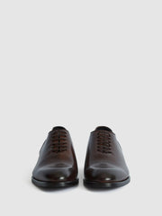Reiss Formal Shoes | Bay Leather Whole Cut Shoes Dark Brown - Men