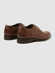Reiss Formal Shoes | Bay Leather Whole Cut Shoes Dark Brown - Men