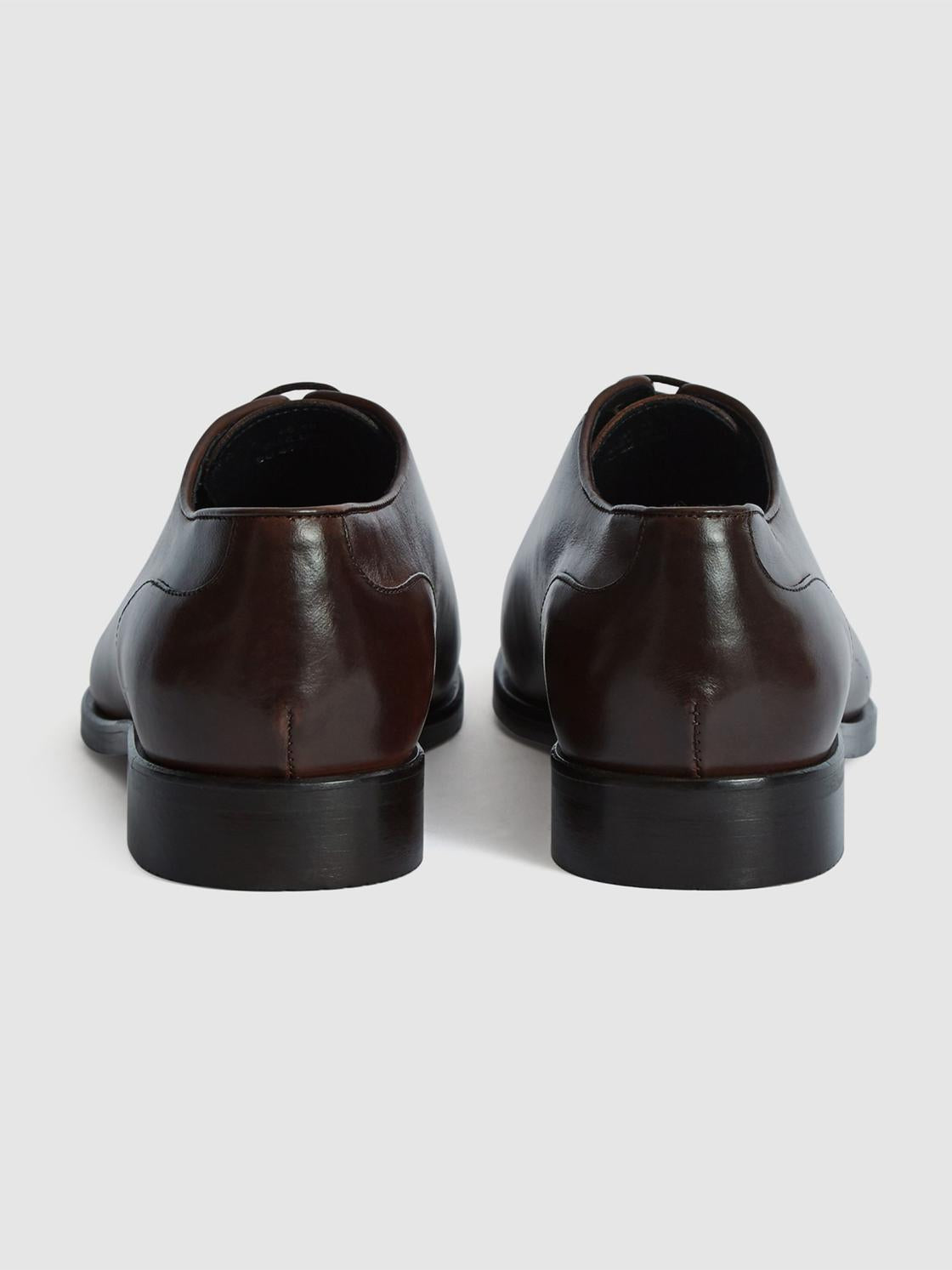 Reiss Formal Shoes | Bay Leather Whole Cut Shoes Dark Brown - Men
