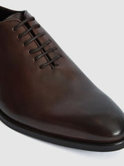 Reiss Formal Shoes | Bay Leather Whole Cut Shoes Dark Brown - Men