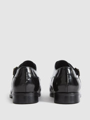 Reiss Formal Shoes | Rivington High Shine Leather Monk Strap Shoes Black - Men