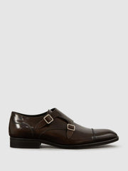 Reiss Formal Shoes | Rivington Leather Monk Strap Shoes Black - Men