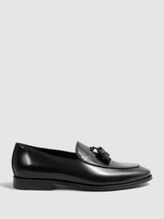 Reiss Formal Shoes | Windsor Suede Tassel Loafers Black - Men