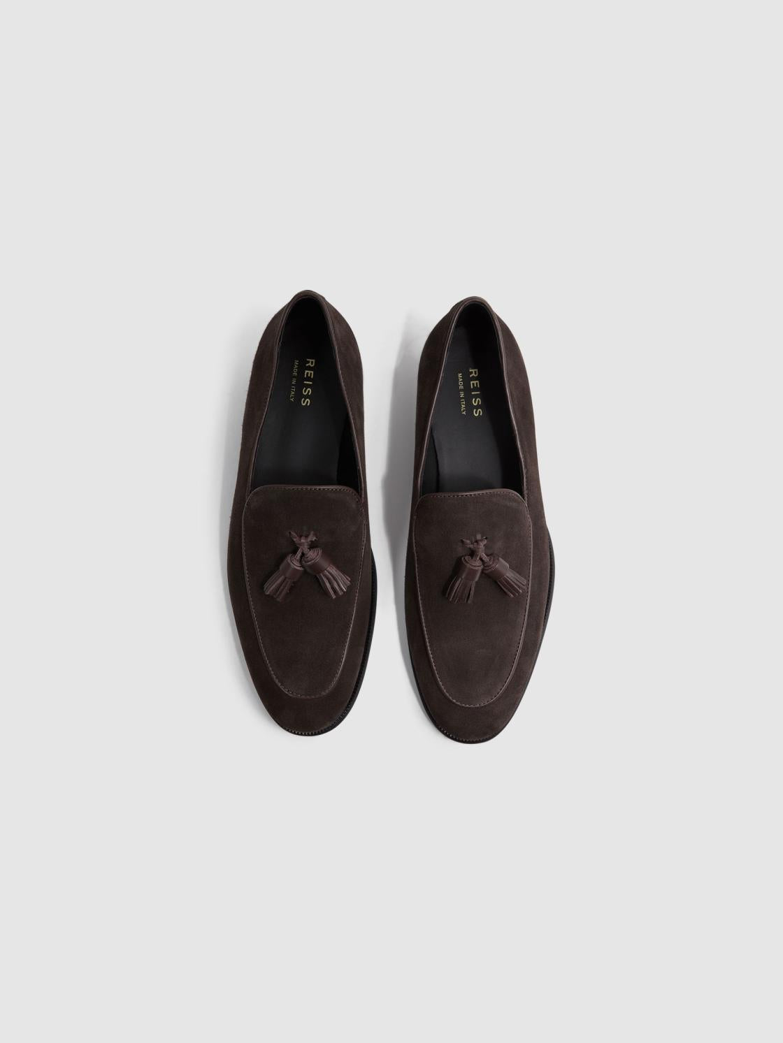 Reiss Formal Shoes | Windsor Suede Tassel Loafers Chocolate - Men