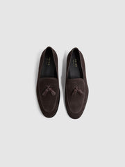 Reiss Formal Shoes | Windsor Suede Tassel Loafers Chocolate - Men