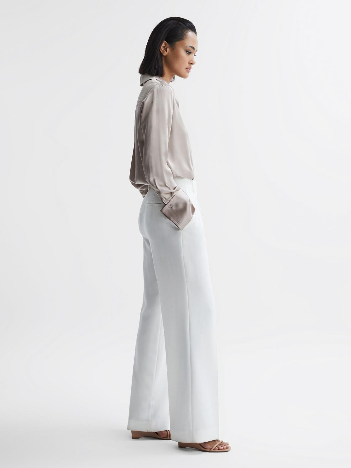 Reiss Heels | Cassie Leather Strappy Wedge Heels Nude - Women