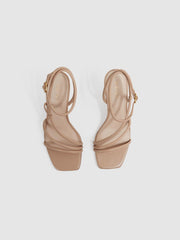 Reiss Heels | Cassie Leather Strappy Wedge Heels Nude - Women