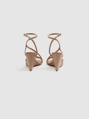Reiss Heels | Cassie Leather Strappy Wedge Heels Nude - Women