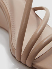 Reiss Heels | Cassie Leather Strappy Wedge Heels Nude - Women