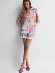 Reiss Heels | Cassie Suede Strappy Wedge Heels Pink - Women