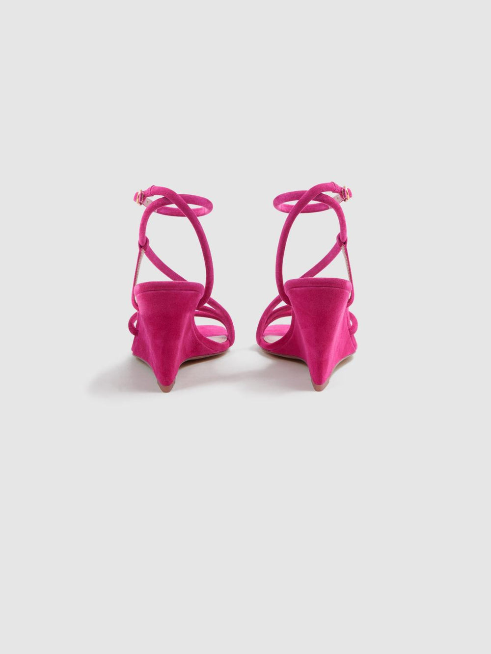 Reiss Heels | Cassie Suede Strappy Wedge Heels Pink - Women