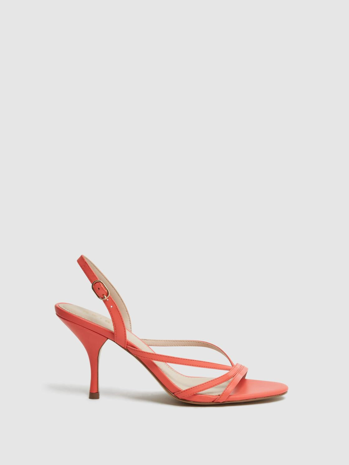 Reiss Heels | Clara Strappy Mid Heel Sandals Biscuit - Women