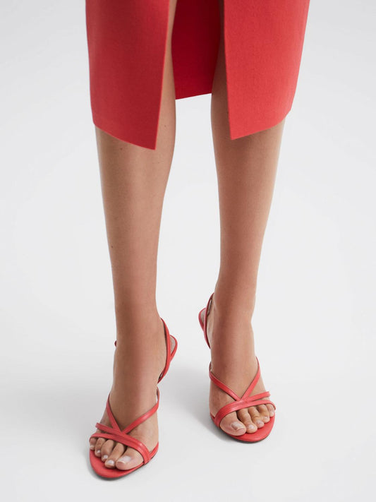 Reiss Heels | Clara Strappy Mid Heel Sandals Biscuit - Women