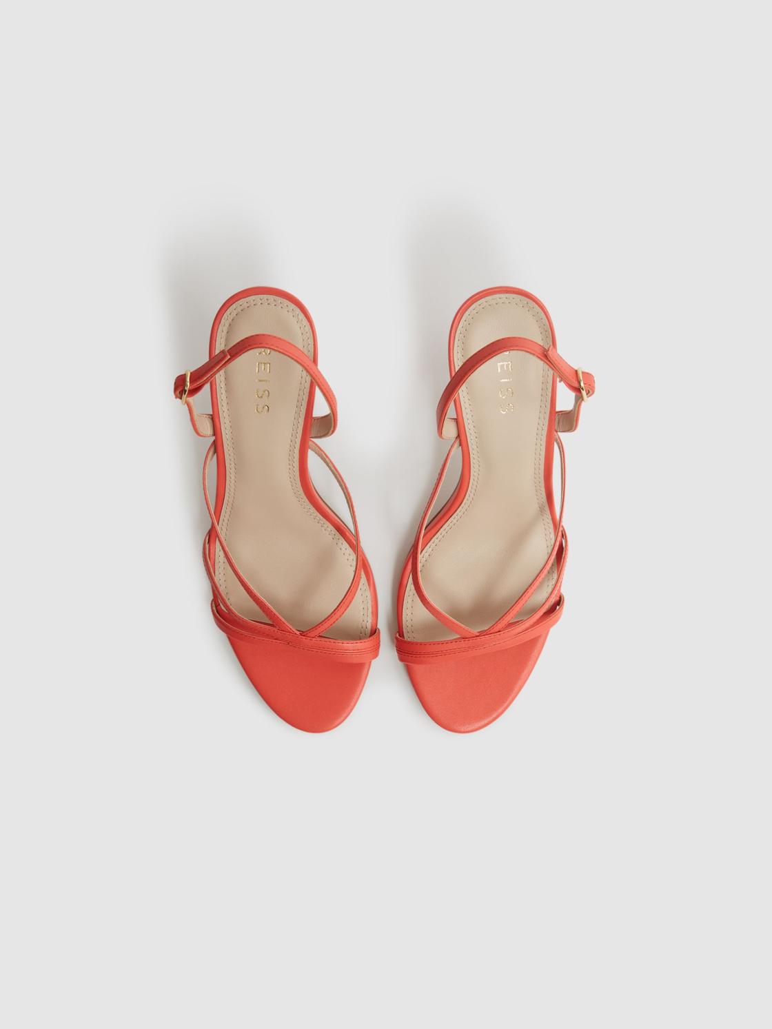 Reiss Heels | Clara Strappy Mid Heel Sandals Biscuit - Women