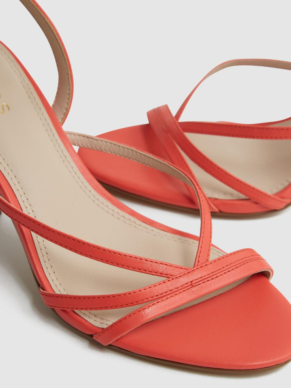 Reiss Heels | Clara Strappy Mid Heel Sandals Biscuit - Women