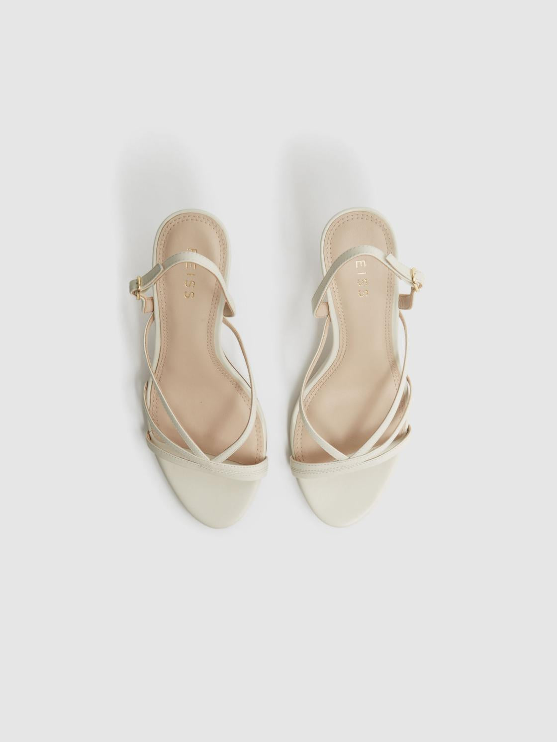 Reiss Heels | Clara Strappy Mid Heel Sandals White - Women