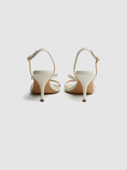 Reiss Heels | Clara Strappy Mid Heel Sandals White - Women