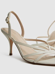 Reiss Heels | Clara Strappy Mid Heel Sandals White - Women