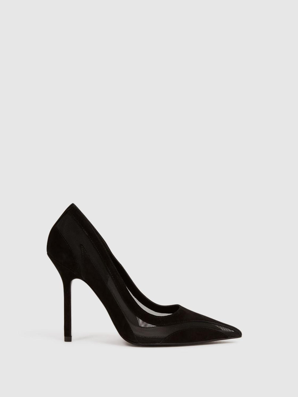 Reiss Heels | Dahlia Court Leather Sheer Court Shoes Black - Women