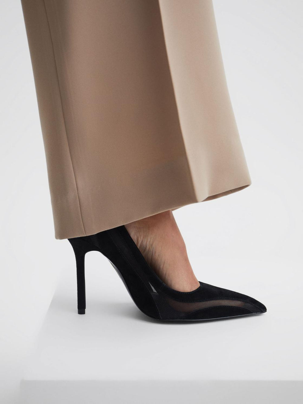 Reiss Heels | Dahlia Court Leather Sheer Court Shoes Black - Women