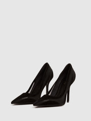 Reiss Heels | Dahlia Court Leather Sheer Court Shoes Black - Women