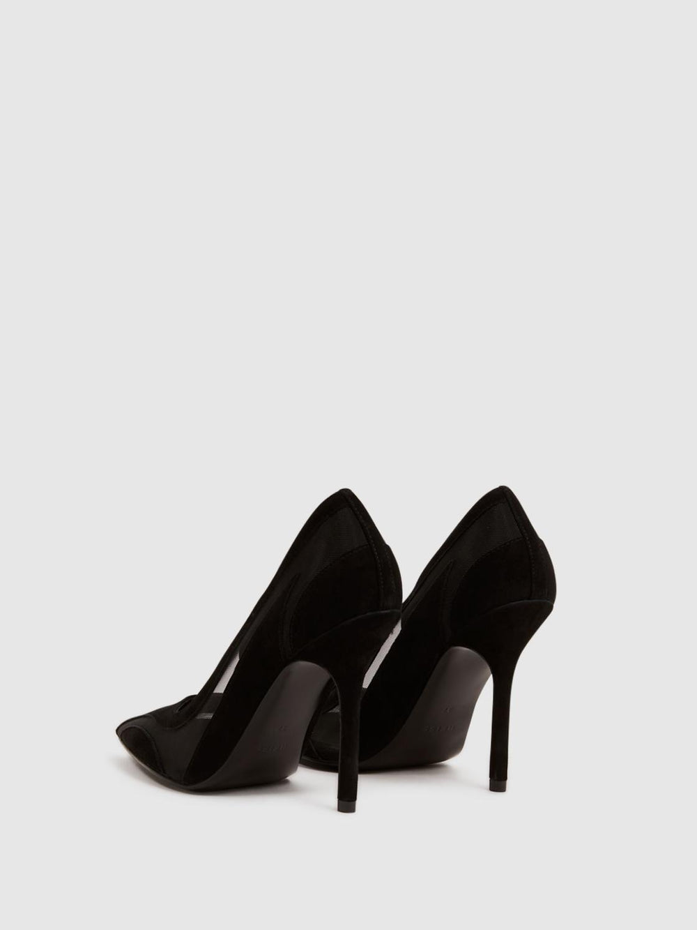 Reiss Heels | Dahlia Court Leather Sheer Court Shoes Black - Women