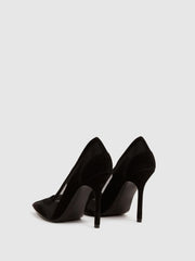 Reiss Heels | Dahlia Court Leather Sheer Court Shoes Black - Women
