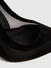 Reiss Heels | Dahlia Court Leather Sheer Court Shoes Black - Women