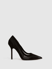Reiss Heels | Dahlia Court Leather Sheer Court Shoes Black - Women