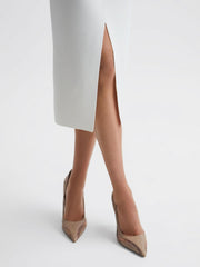 Reiss Heels | Dahlia Court Leather Sheer Court Shoes Latte - Women