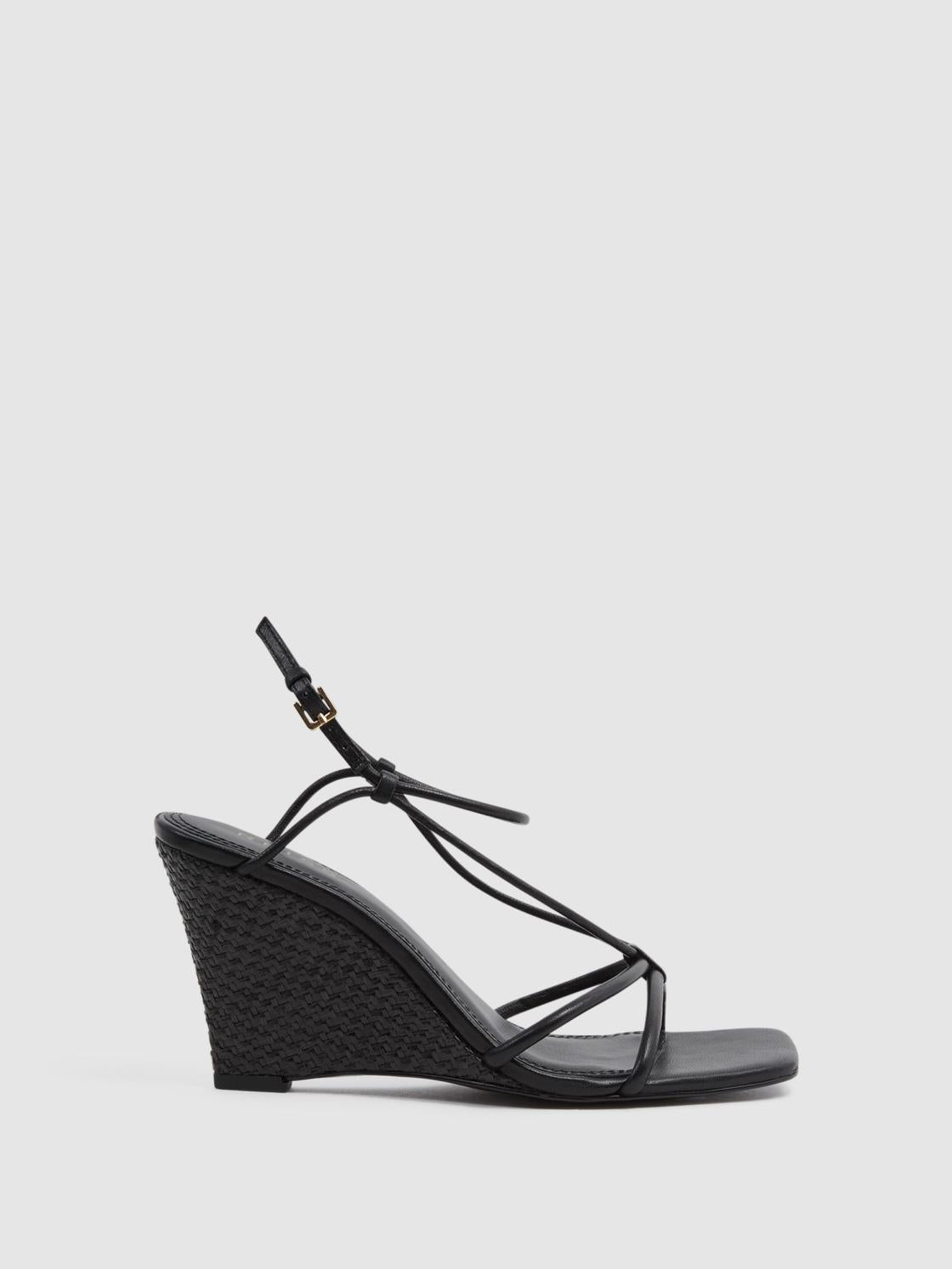 Reiss Heels | Daisey Strappy Wedge Heels Black - Women