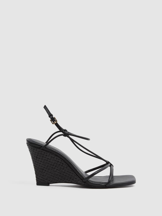 Reiss Heels | Daisey Strappy Wedge Heels Black - Women
