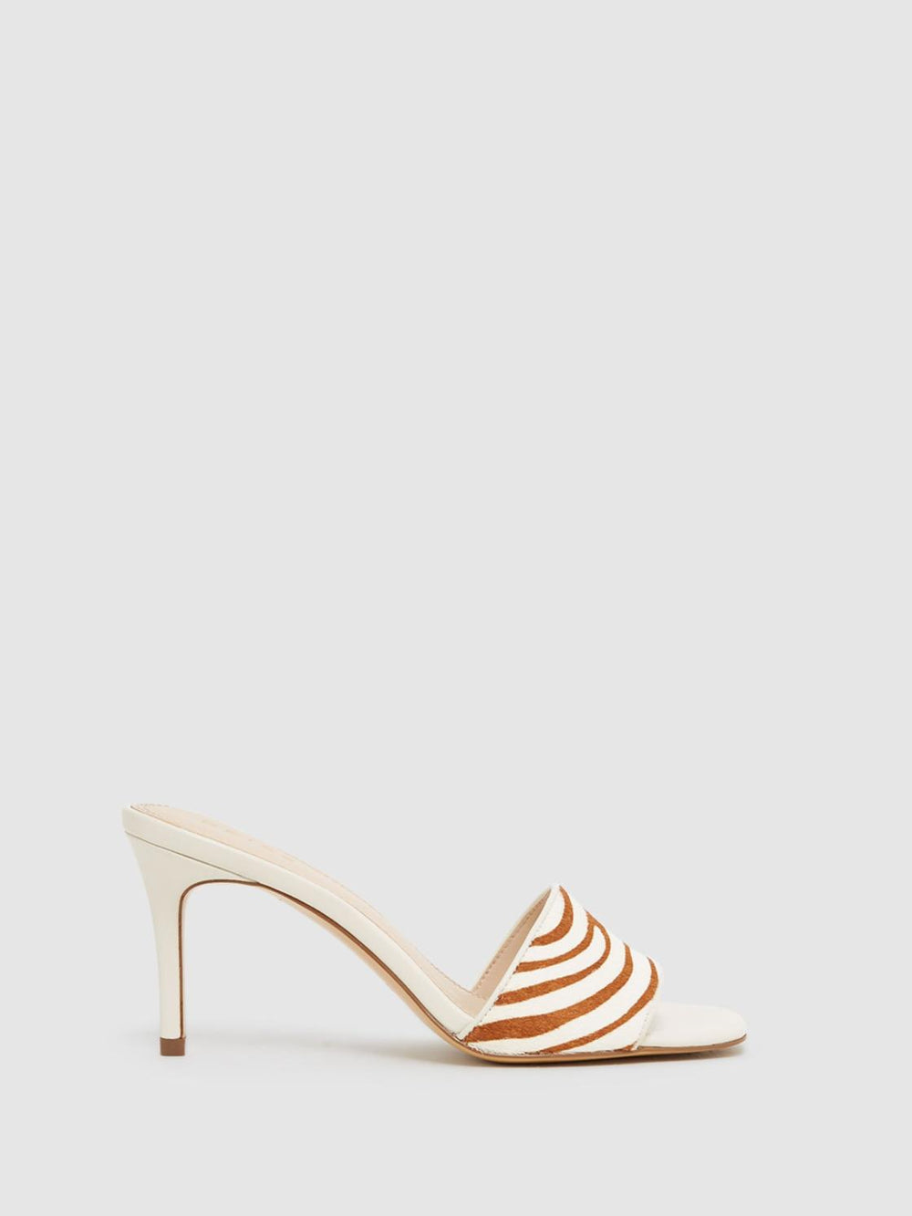 Reiss Heels | Dania Open Toe Leather Heeled Mules Off White - Women