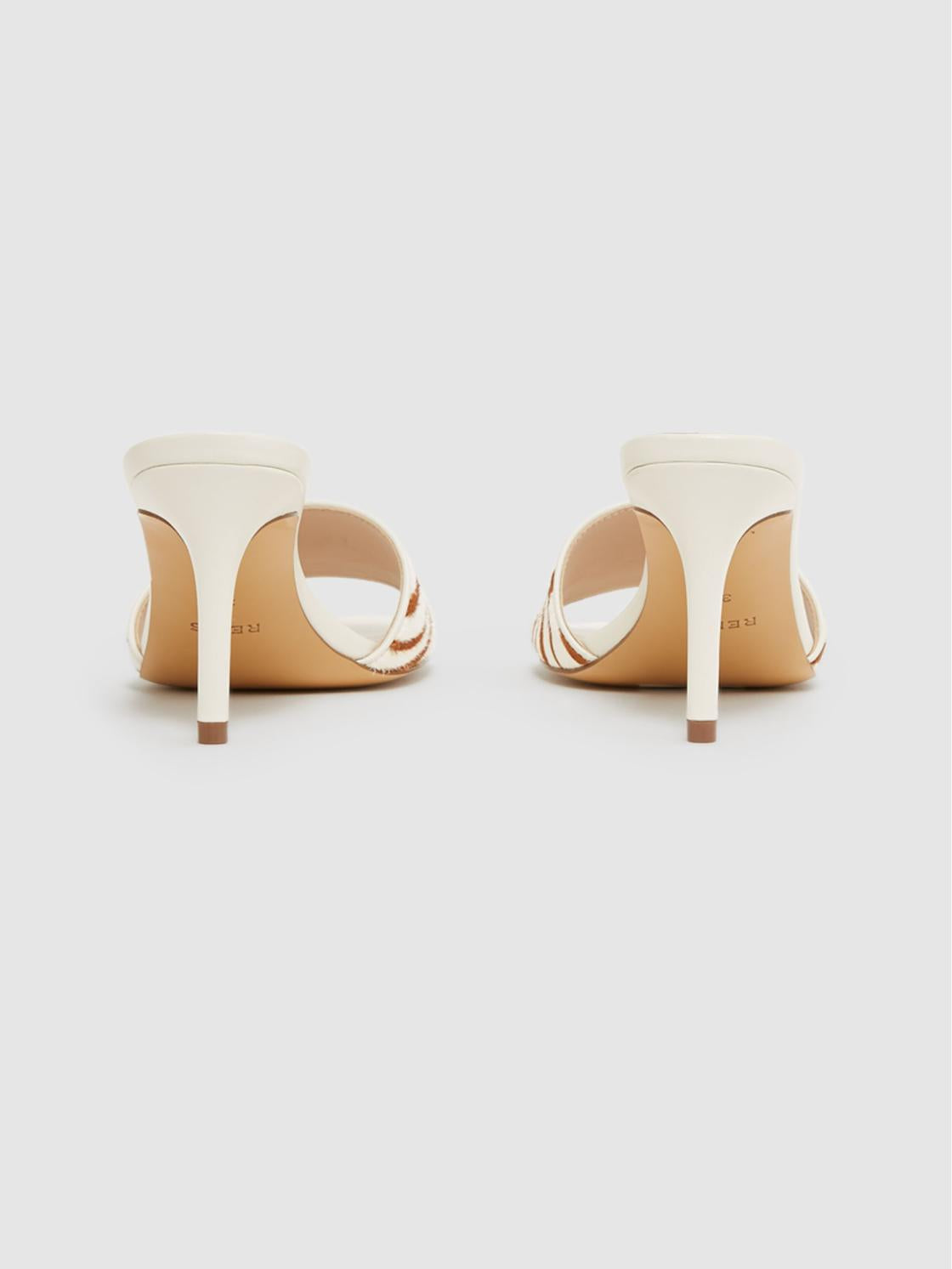 Reiss Heels | Dania Open Toe Leather Heeled Mules Off White - Women