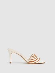 Reiss Heels | Dania Open Toe Leather Heeled Mules Off White - Women