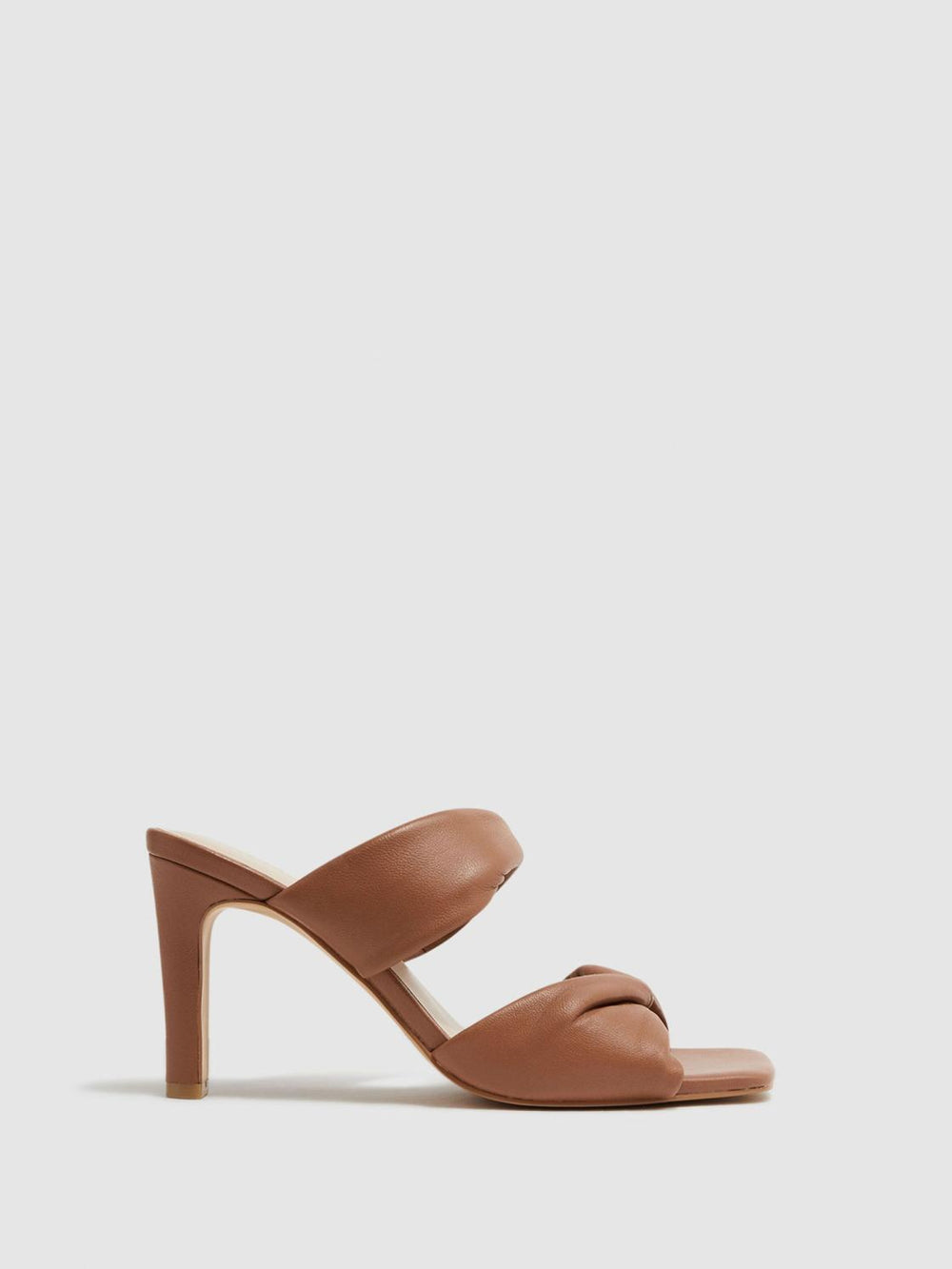 Reiss Heels | Eliza Block Heel Leather Sandals Nude - Women