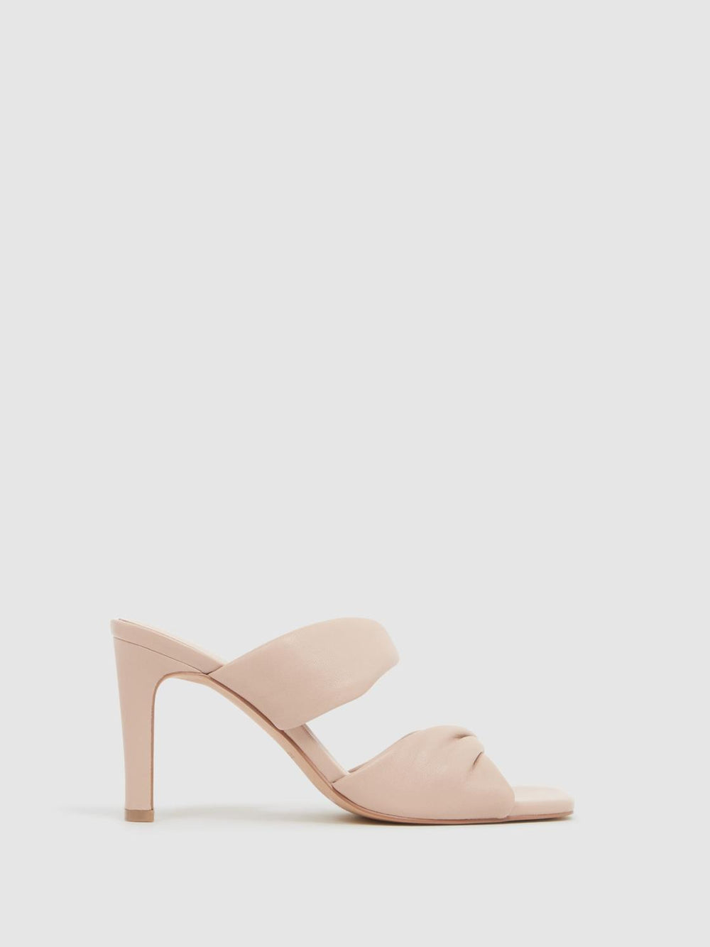 Reiss Heels | Eliza Block Heel Leather Sandals Nude - Women