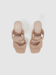 Reiss Heels | Eliza Block Heel Leather Sandals Nude - Women