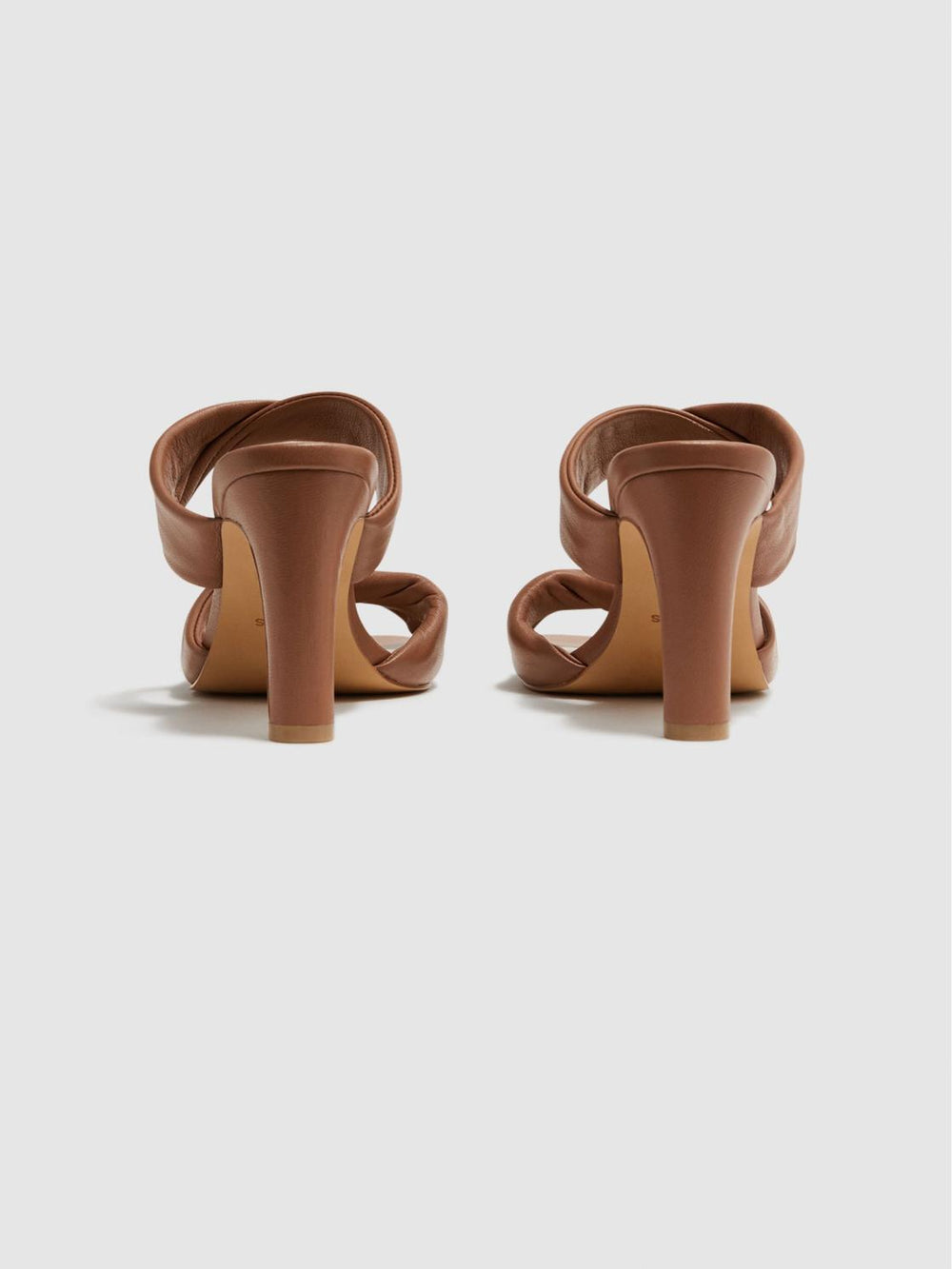 Reiss Heels | Eliza Block Heel Leather Sandals Nude - Women