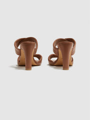 Reiss Heels | Eliza Block Heel Leather Sandals Nude - Women